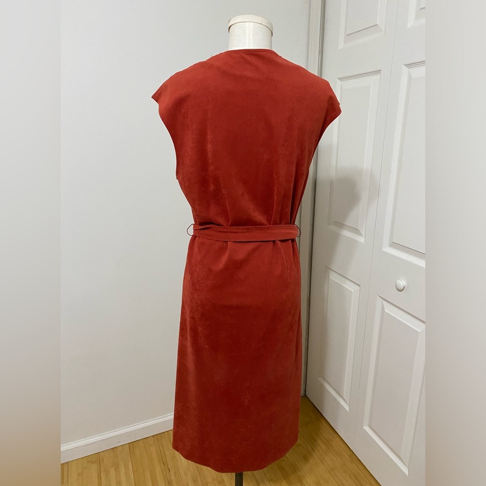 VINTAGE Kenny Classics Rust Belted Midi Dress 70s 80s Vibes Size Small - Picture 7 of 12
